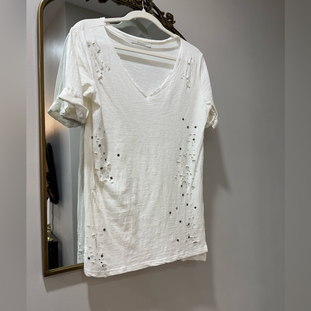 Dreamers White Distressed Short Sleeve Tee